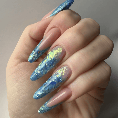 nail art french holo flakes