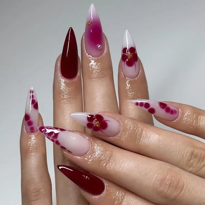 unghie cherry mocha blooming nails